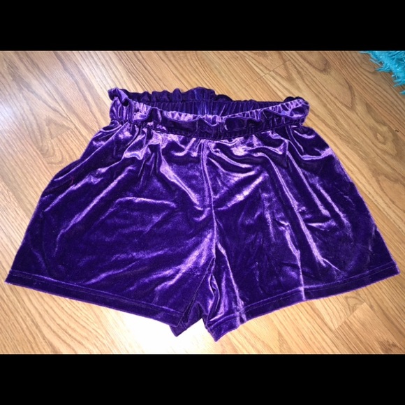 SHEIN Purple Velvet Shorts - Picture 7 of 7